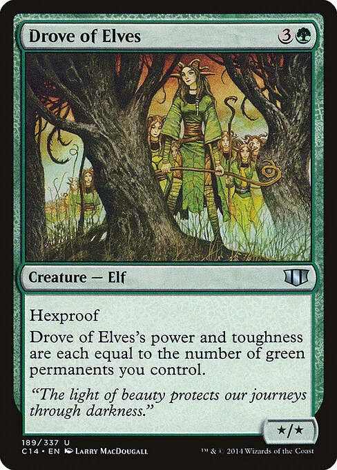 Drove of Elves, carta Magic di tipo Creature — Elf illustrata da Larry MacDougall
