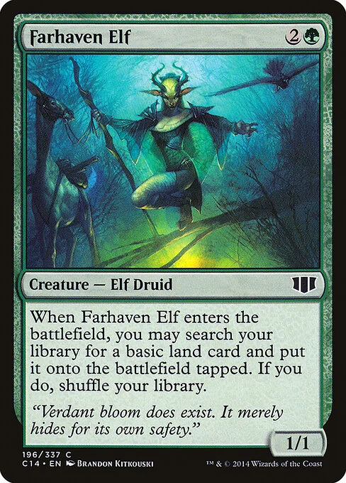 Farhaven Elf, carta Magic di tipo Creature — Elf Druid illustrata da Brandon Kitkouski