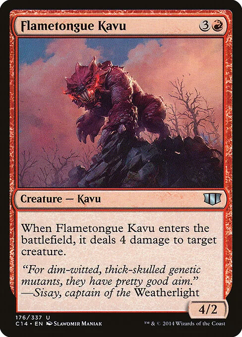 Flametongue Kavu, carta Magic di tipo Creature — Kavu illustrata da Slawomir Maniak