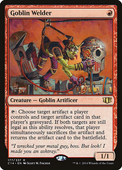 Goblin Welder, carta Magic di tipo Creature — Goblin Artificer illustrata da Scott M. Fischer