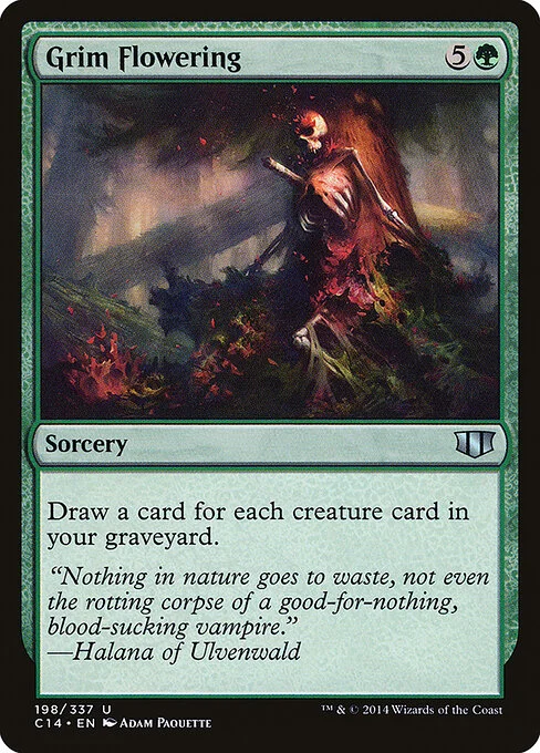 Grim Flowering, carta Magic di tipo Sorcery illustrata da Adam Paquette