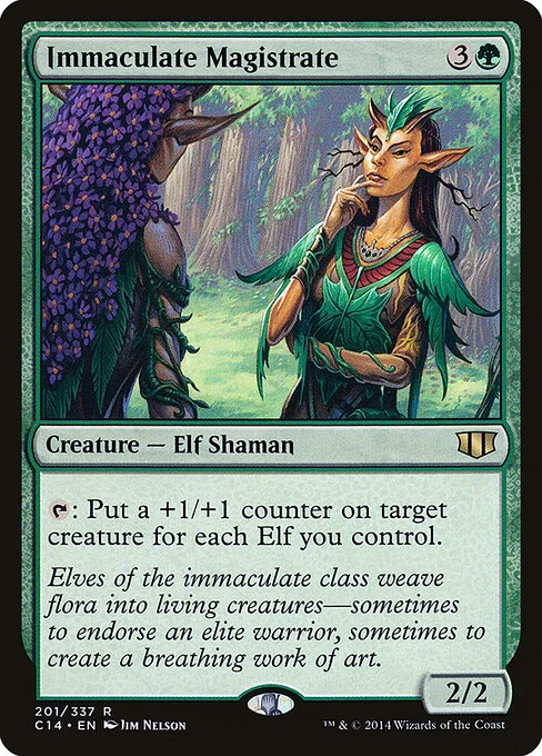 Immaculate Magistrate, carta Magic di tipo Creature — Elf Shaman illustrata da Jim Nelson