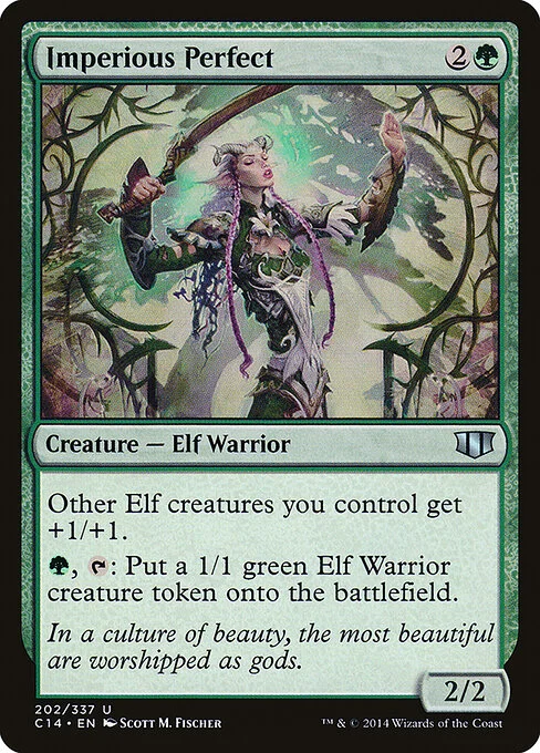 Imperious Perfect, carta Magic di tipo Creature — Elf Warrior illustrata da Scott M. Fischer
