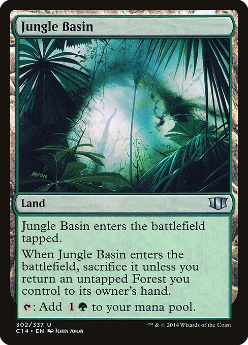 Jungle Basin, carta Magic di tipo Land illustrata da John Avon