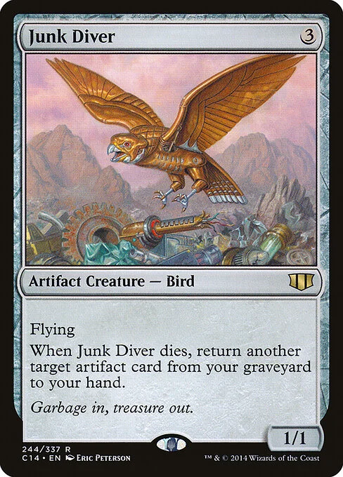 Junk Diver, carta Magic di tipo Artifact Creature — Bird illustrata da Eric Peterson