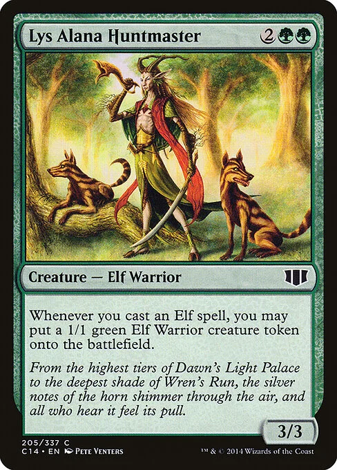 Lys Alana Huntmaster, carta Magic di tipo Creature — Elf Warrior illustrata da Pete Venters