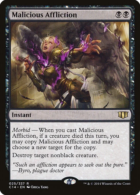 Malicious Affliction, carta Magic di tipo Instant illustrata da Erica Yang