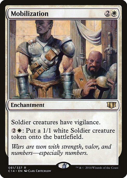 Mobilization, carta Magic di tipo Enchantment illustrata da Carl Critchlow