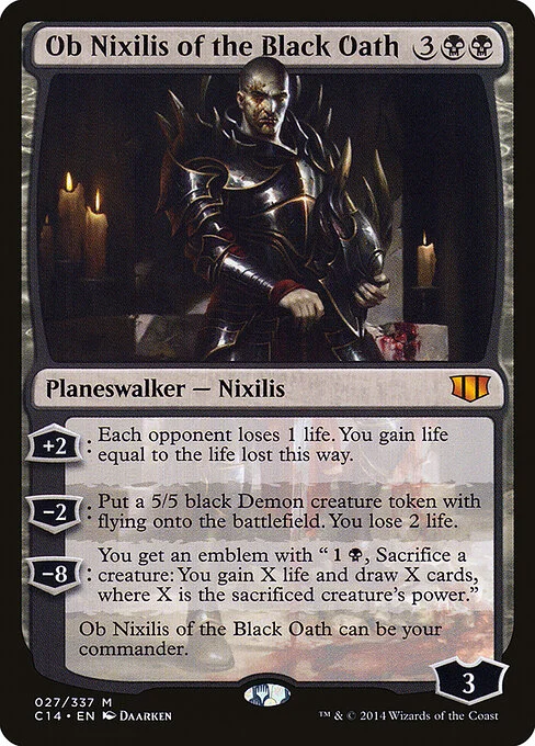 Ob Nixilis of the Black Oath, carta Magic di tipo Legendary Planeswalker — Nixilis illustrata da Daarken