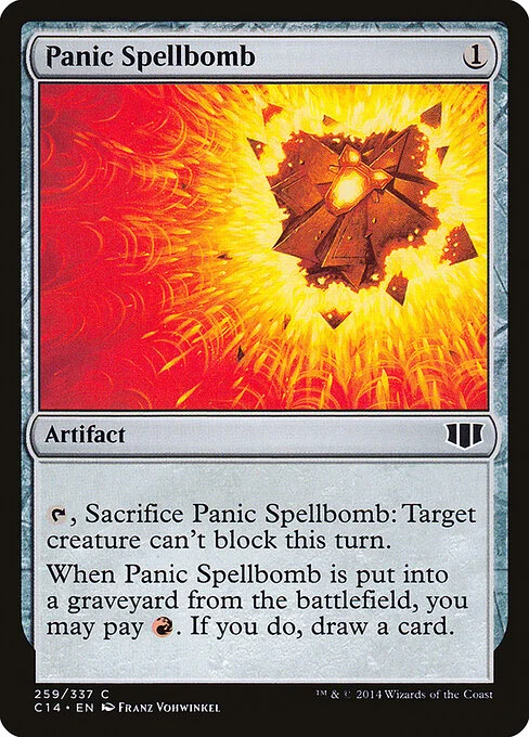 Panic Spellbomb, carta Magic di tipo Artifact illustrata da Franz Vohwinkel