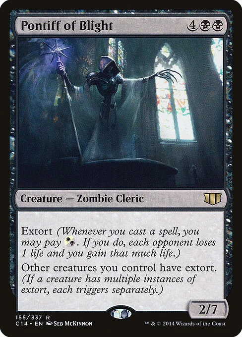 Pontiff of Blight, carta Magic di tipo Creature — Zombie Cleric illustrata da Seb McKinnon