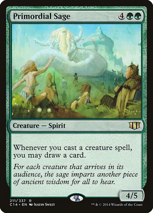 Primordial Sage, carta Magic di tipo Creature — Spirit illustrata da Justin Sweet