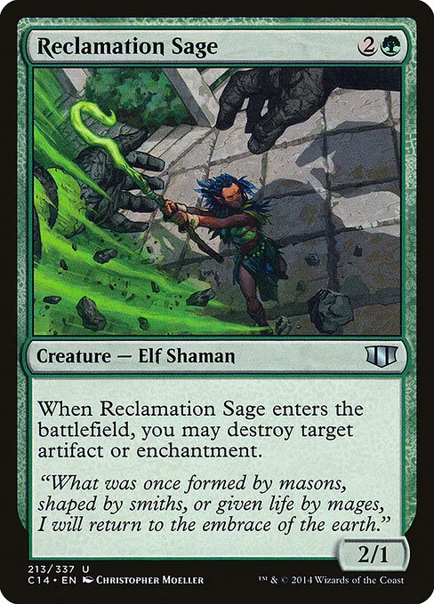 Reclamation Sage, carta Magic di tipo Creature — Elf Shaman illustrata da Christopher Moeller