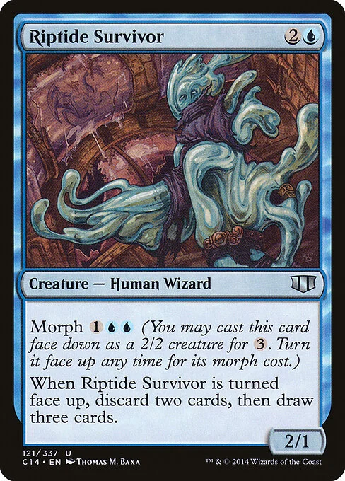 Riptide Survivor, carta Magic di tipo Creature — Human Wizard illustrata da Thomas M. Baxa