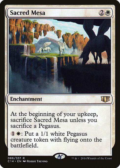 Sacred Mesa, carta Magic di tipo Enchantment illustrata da Robbie Trevino