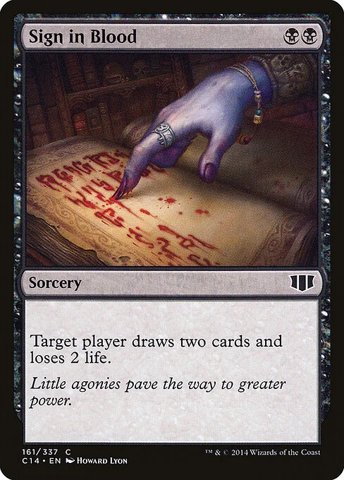 Sign in Blood, carta Magic di tipo Sorcery illustrata da Howard Lyon