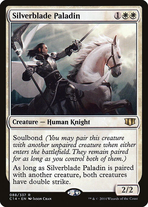 Silverblade Paladin, carta Magic di tipo Creature — Human Knight illustrata da Jason Chan