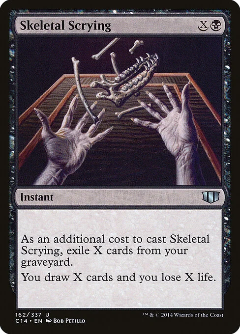 Skeletal Scrying, carta Magic di tipo Instant illustrata da Bob Petillo