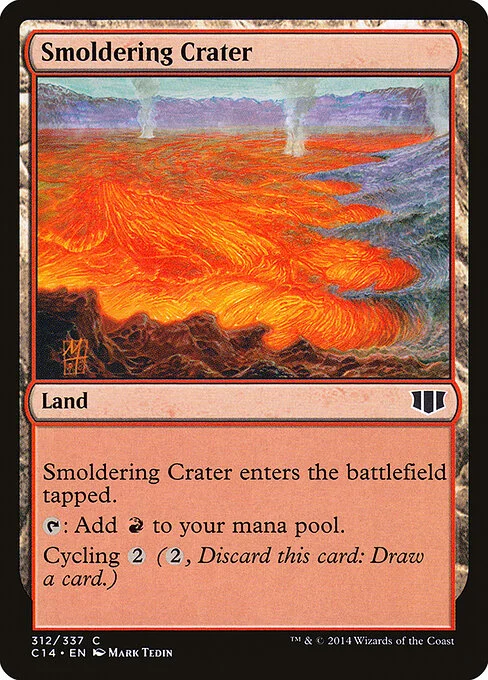 Smoldering Crater, carta Magic di tipo Land illustrata da Mark Tedin