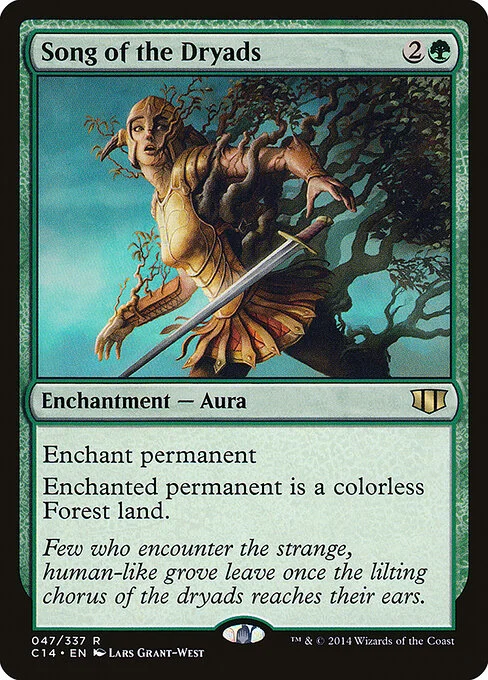 Song of the Dryads, carta Magic di tipo Enchantment — Aura illustrata da Lars Grant-West
