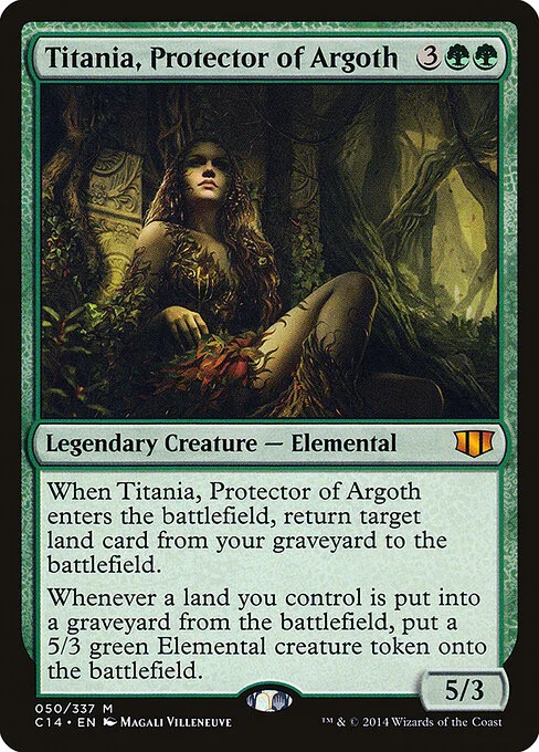 Titania, Protector of Argoth, carta Magic di tipo Legendary Creature — Elemental illustrata da Magali Villeneuve