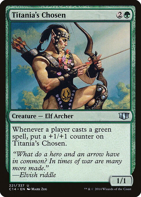 Titania's Chosen, carta Magic di tipo Creature — Elf Archer illustrata da Mark Zug