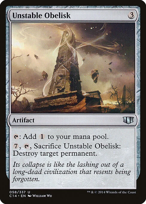 Unstable Obelisk, carta Magic di tipo Artifact illustrata da William Wu