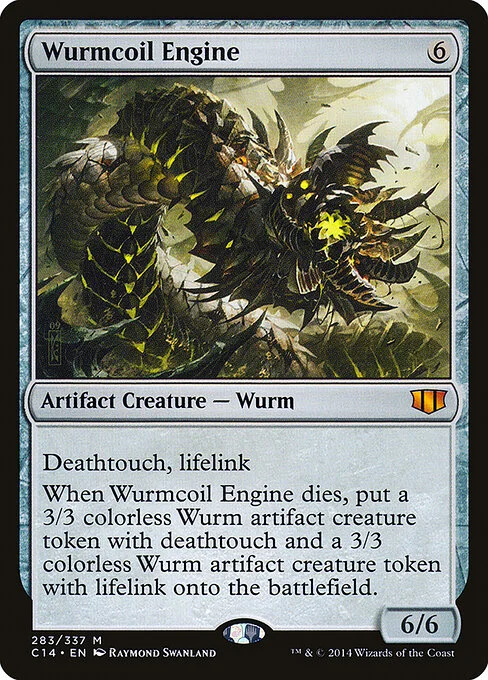Wurmcoil Engine, carta Magic di tipo Artifact Creature — Phyrexian Wurm illustrata da Raymond Swanland