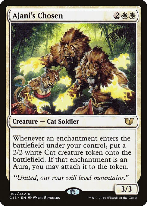 Ajani's Chosen, carta Magic di tipo Creature — Cat Soldier illustrata da Wayne Reynolds