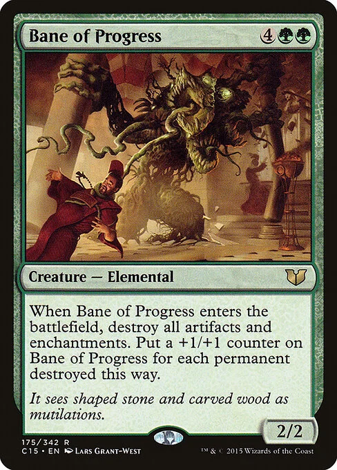 Bane of Progress, carta Magic di tipo Creature — Elemental illustrata da Lars Grant-West