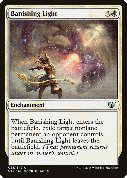 Banishing Light, carta Magic di tipo Enchantment illustrata da Willian Murai