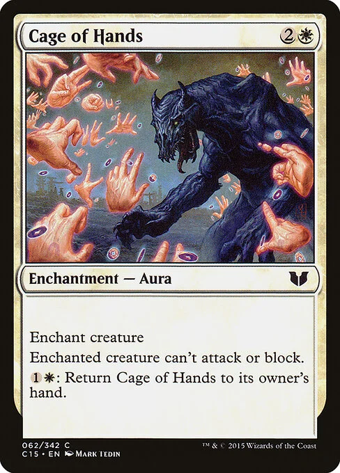 Cage of Hands, carta Magic di tipo Enchantment — Aura illustrata da Mark Tedin