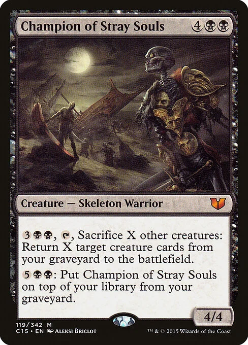Champion of Stray Souls, carta Magic di tipo Creature — Skeleton Warrior illustrata da Aleksi Briclot