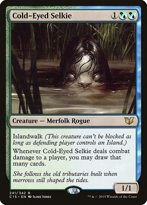 Cold-Eyed Selkie, carta Magic di tipo Creature — Merfolk Rogue illustrata da Jaime Jones
