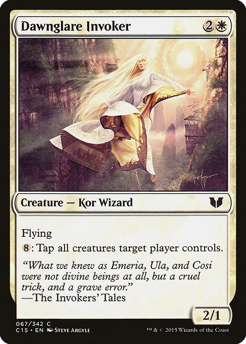 Dawnglare Invoker, carta Magic di tipo Creature — Kor Wizard illustrata da Steve Argyle