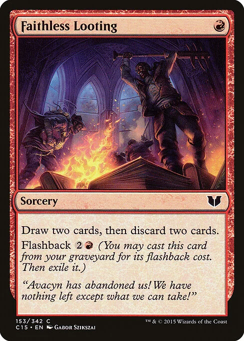Faithless Looting, carta Magic di tipo Sorcery illustrata da Gabor Szikszai