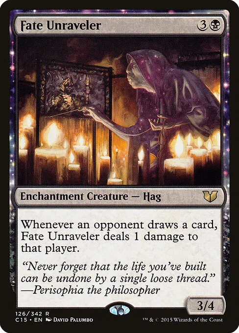 Fate Unraveler, carta Magic di tipo Enchantment Creature — Hag illustrata da David Palumbo