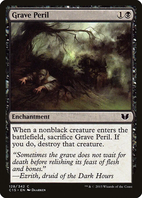 Grave Peril, carta Magic di tipo Enchantment illustrata da Daarken