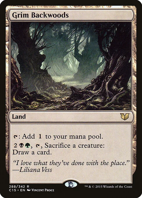 Grim Backwoods, carta Magic di tipo Land illustrata da Vincent Proce