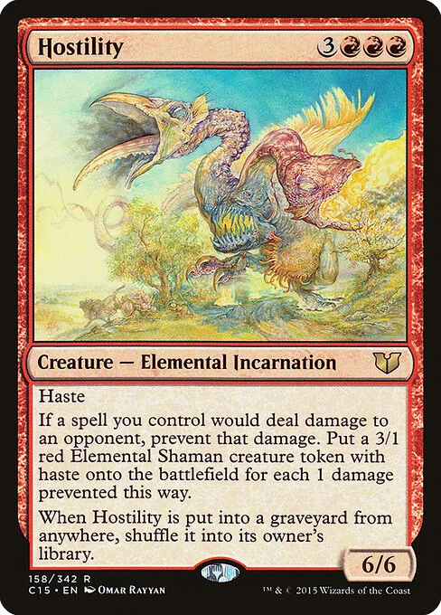 Hostility, carta Magic di tipo Creature — Elemental Incarnation illustrata da Omar Rayyan