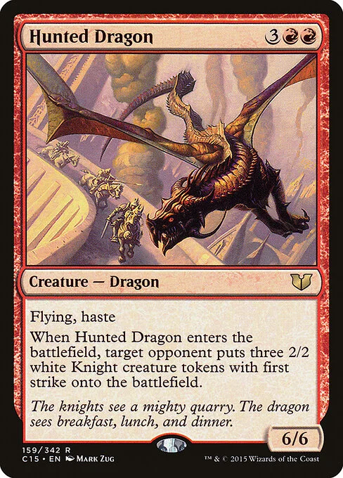 Hunted Dragon, carta Magic di tipo Creature — Dragon illustrata da Mark Zug