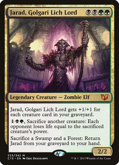 Jarad, Golgari Lich Lord, carta Magic di tipo Legendary Creature — Zombie Elf illustrata da Eric Deschamps
