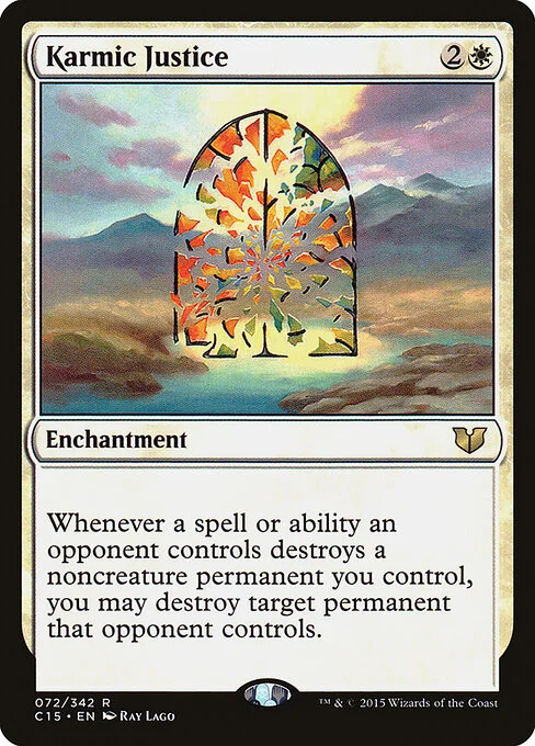 Karmic Justice, carta Magic di tipo Enchantment illustrata da Ray Lago