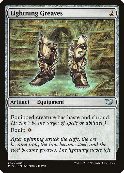 Lightning Greaves, carta Magic di tipo Artifact — Equipment illustrata da Jeremy Jarvis
