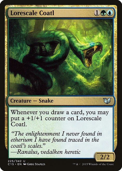 Lorescale Coatl, carta Magic di tipo Creature — Snake illustrata da Greg Staples