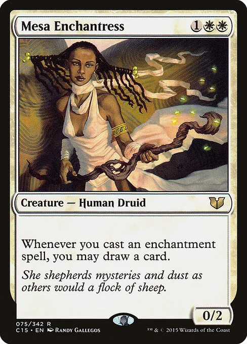 Mesa Enchantress, carta Magic di tipo Creature — Human Druid illustrata da Randy Gallegos