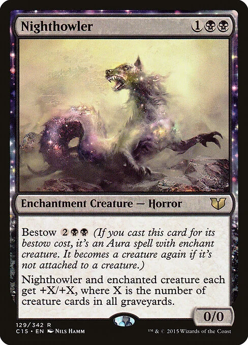 Nighthowler, carta Magic di tipo Enchantment Creature — Horror illustrata da Nils Hamm
