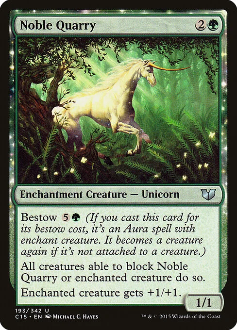 Noble Quarry, carta Magic di tipo Enchantment Creature — Unicorn illustrata da Michael C. Hayes
