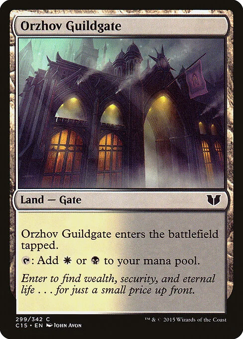 Orzhov Guildgate, carta Magic di tipo Land — Gate illustrata da John Avon