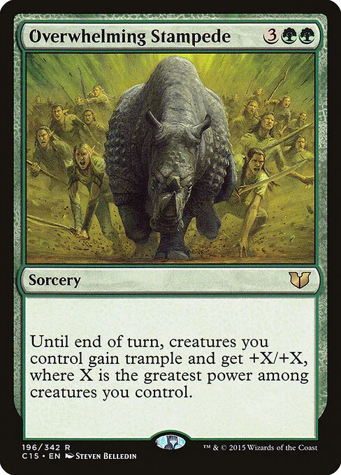Overwhelming Stampede, carta Magic di tipo Sorcery illustrata da Steven Belledin